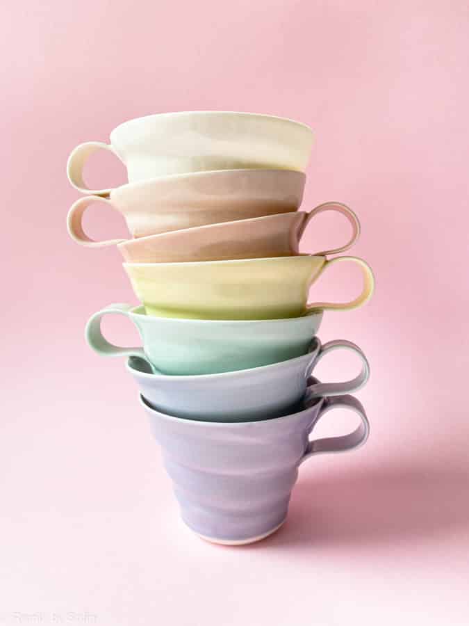 ricke missing ceramics, porcelain cup, coffee cup, cup, pastel-colored cup, coffee cup, tea cup.