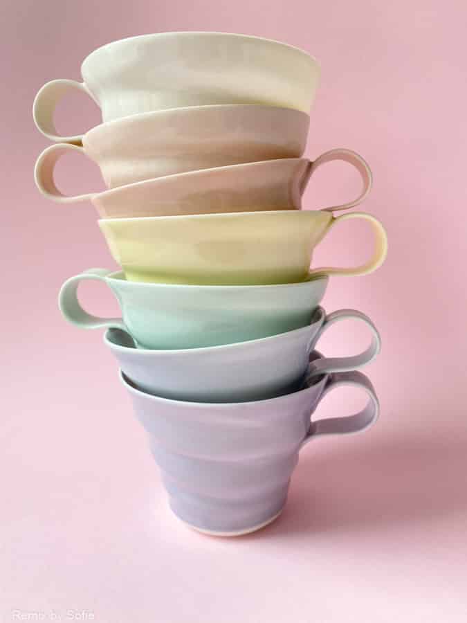 rikke maglesen ceramics, porcelain cup, coffee cup, cup, pastel-colored cup, coffee cup, tea cup.