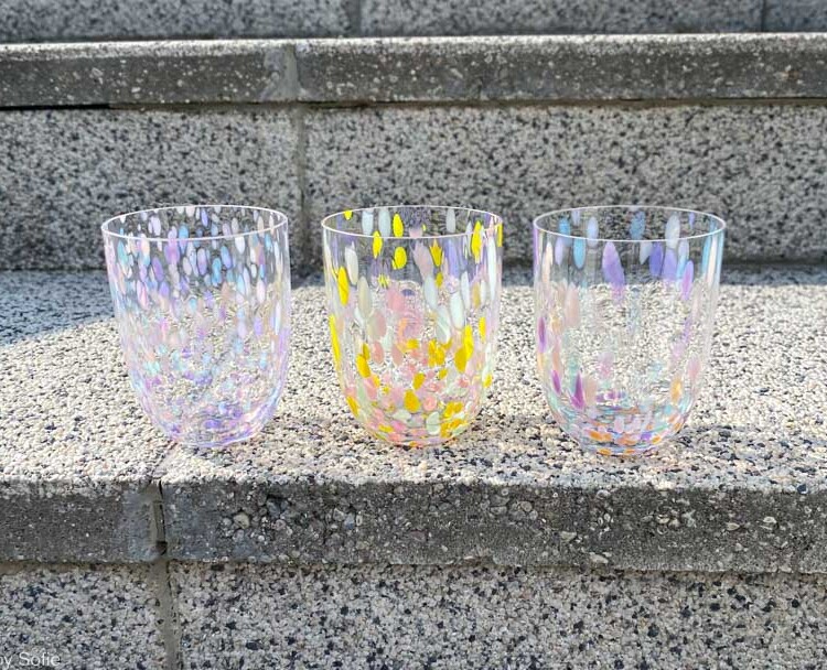 water glass, anna von lipa mix & match, tumbler, water glass, drinking glass, drinking glass, colored glass , remix by sofie, anna von lipa glass, anna von lipa retailer, bohemia glass, mouthblown glass, confetti glass, splash glass, table cover, splash glass, anna von lipa dealer, table cover