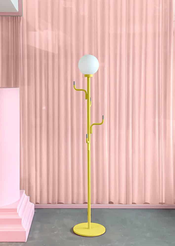 remix by Sofia, Swedish ninja, floor lamp, big darling, Swedish design, Maria Gustavsson, lamp and stand, stand with lamp, yellow lamp.