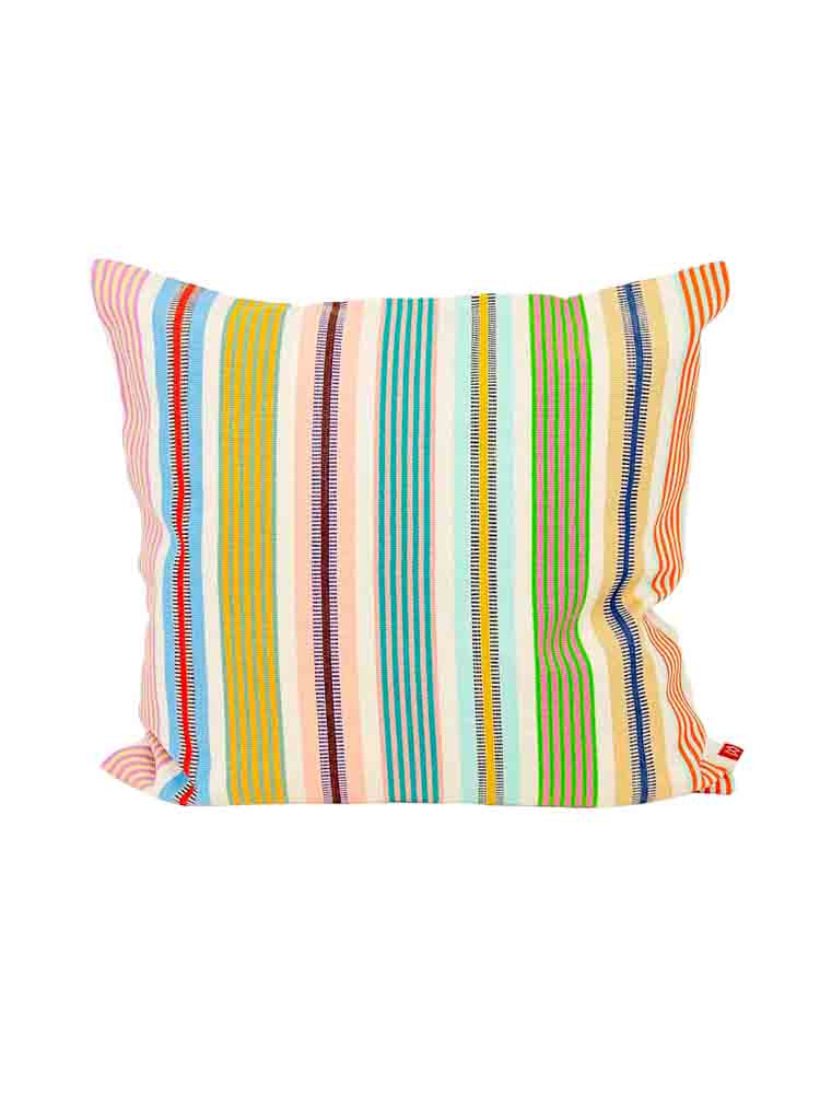 pillow dolores blanco, afroart, fairtrade pillow, home decor, home interior, remix by sofie, colorful home interior, colorful pillow, pillows with stripes, guatamala, swedish design