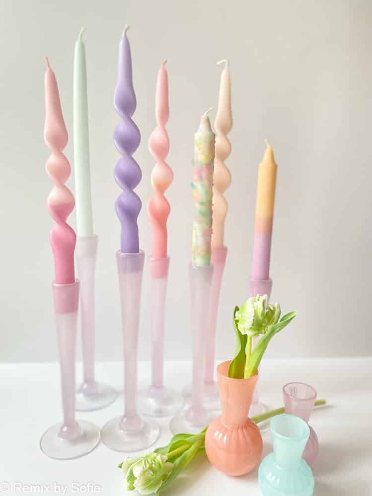 pink, candlestick, candlesticks, mouthblown candlestick,mouthblown candlesticks,opal glass, opal candlesticks, opal glass candlesticks, opal glass, anne flohr, remix by sofie, table setting