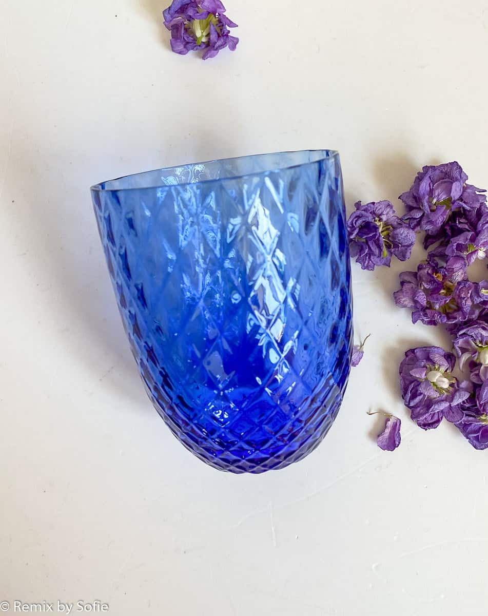 Anna von Lipa, harlequin royal blue, mix & match glass, mouth blown glass