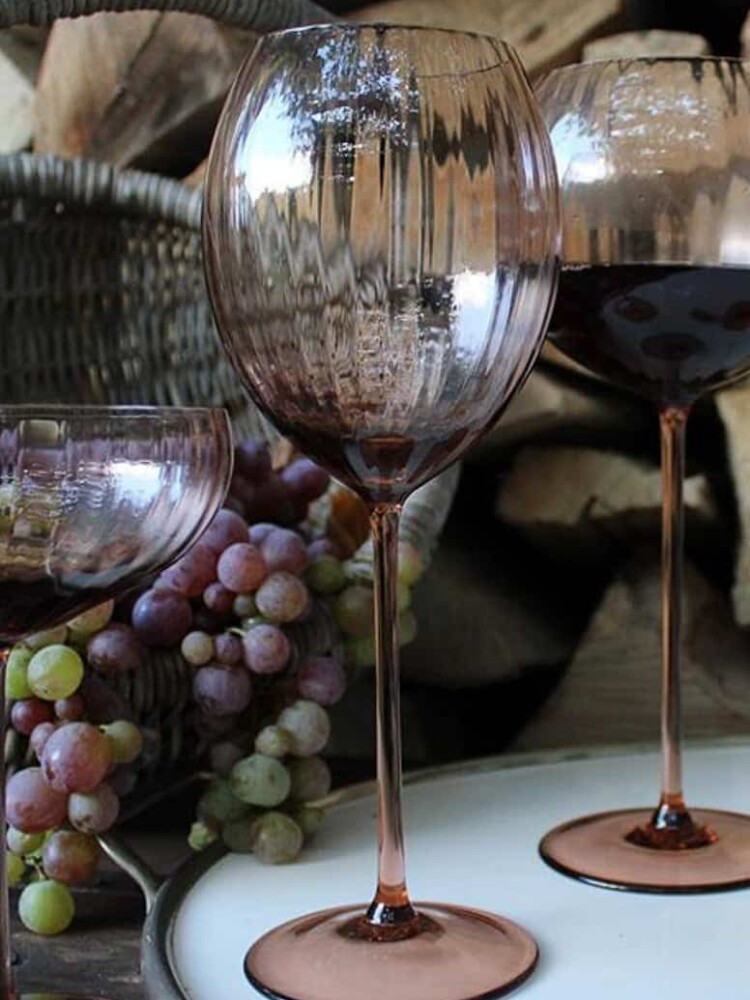 Anna von Lipa wine glass, white wine glass, wine glass, mouth blown wine glass, brown wine glass, Lyon wine glass.