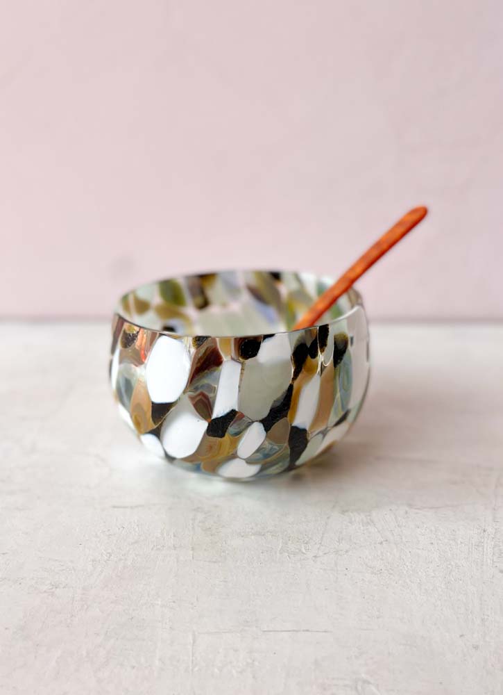 tapas bowl marble, tapas bowl, glass bowl, glass bowl, small bowl, tapas bowl, bowl with opal spots.