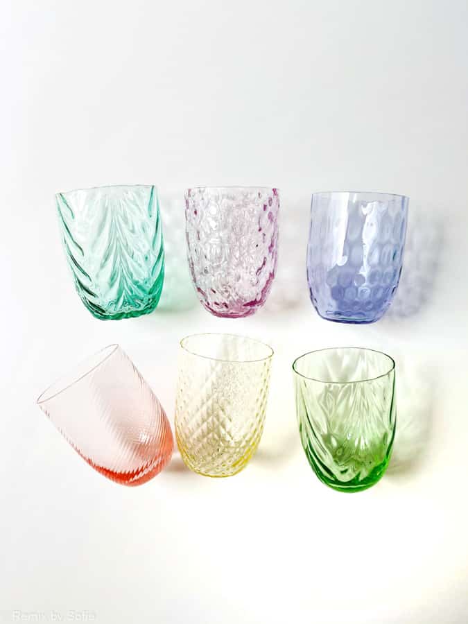 Anna von lipa, Remix by Sofie, Anna von lipa glass, handblown glass, handblown glass, drinking glass, water glass, colored glass, mix and mattck glass, mix & mattck glass, tumbler, wawe glass, swirl glass, harlequin glass, spiral glass, bamboo glass, olive glass, table cover, anna von lipa glass, anna von lipa retailer