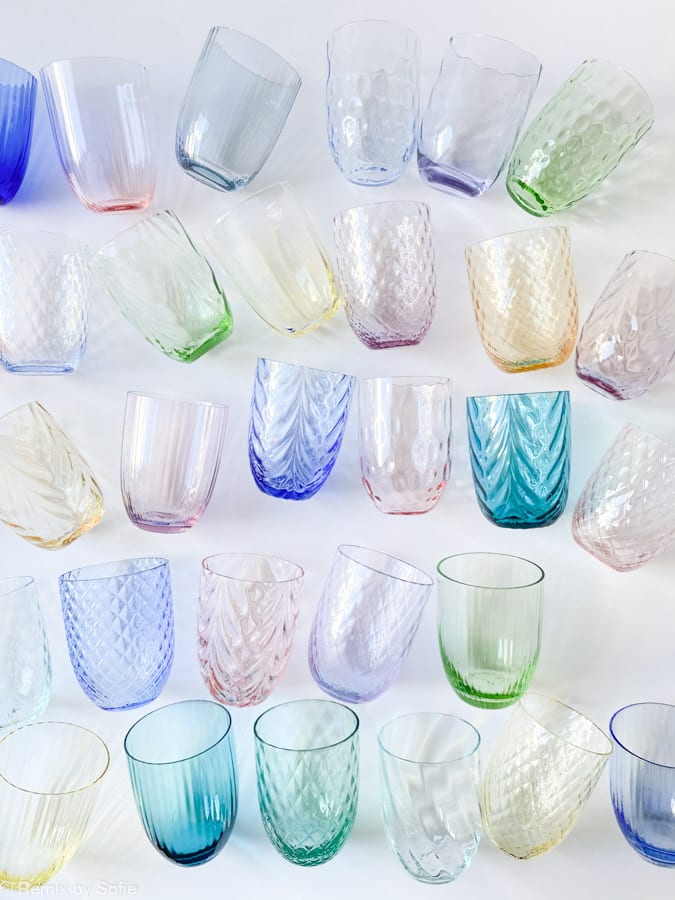 Anna von lipa, Remix by Sofie, Anna von lipa glass, handblown glass, handblown glass, drinking glass, water glass, colored glass, mix and mattck glass, mix & mattck glass, tumbler, wawe glass, swirl glass, harlequin glass, spiral glass, bamboo glass, olive glass, table cover, anna von lipa glass, anna von lipa retailer