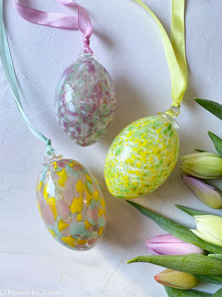 Easter eggs in mouth blown glass