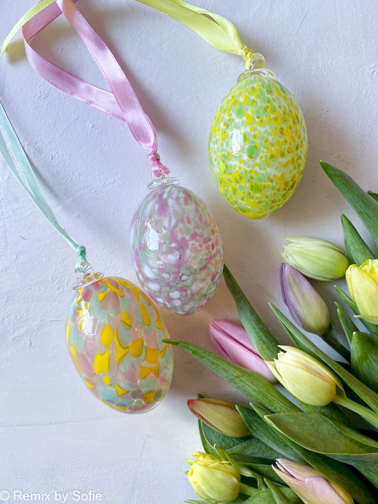 Easter eggs in mouth blown glass