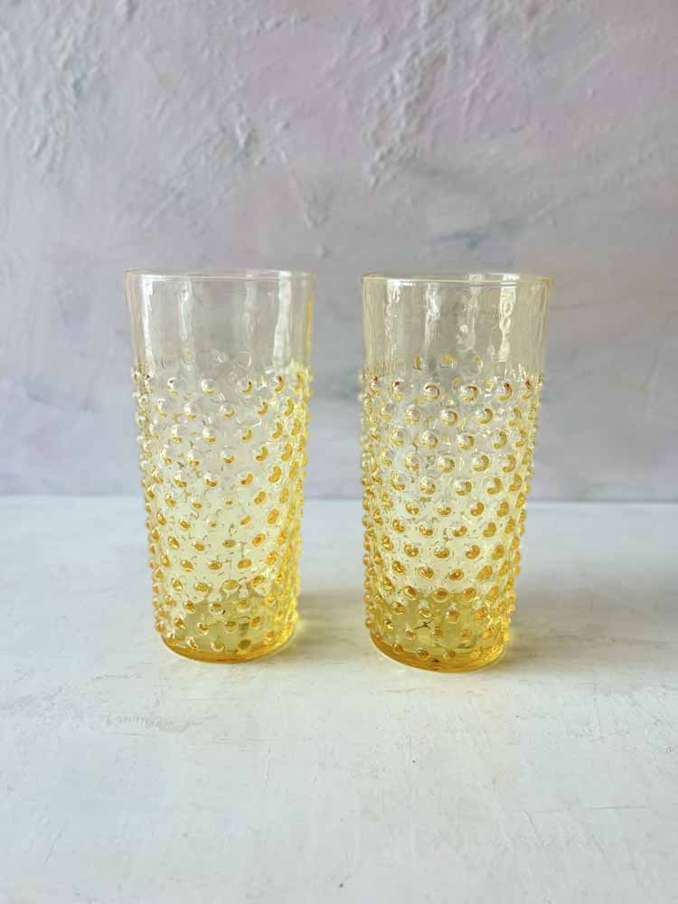 Anna von Lipa long drink glass in hedgehog glass in yellow