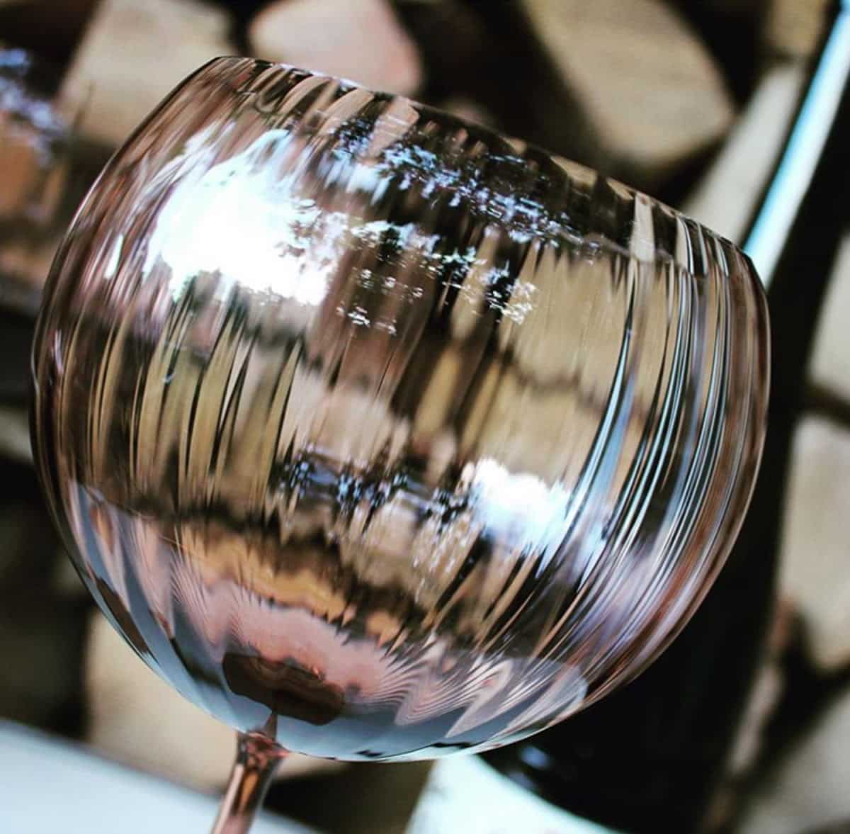 Anna von Lipa wine glass, red wine glass, wine glass, mouth blown wine glass, brown wine glass, Lyon wine glass.