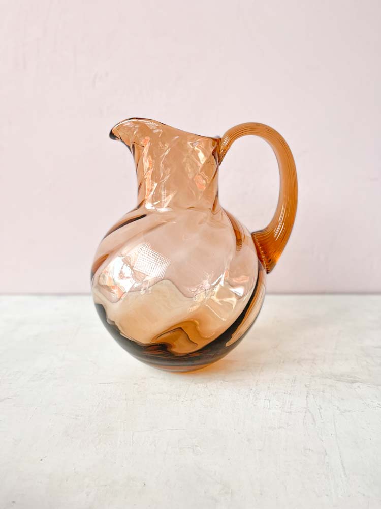 swirling, jug with swirl, dark amber, anna von lipa, swirl jug, glass jug, mouth blown jug, glass jug, anna von lipa glass, anna von lipa retailer, remix by sofie, light copper, new brown