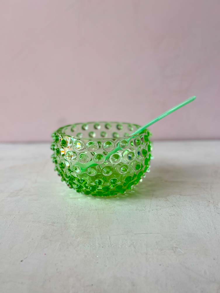 light green, anna von lipa, anna von lipa glass, anna von lipa hedgehog glass, tapas bowl, tapas bowl, bowl, hedgehog bowl, snack bowl, glass bowl, tapas bowl, remix by sofie, interior design