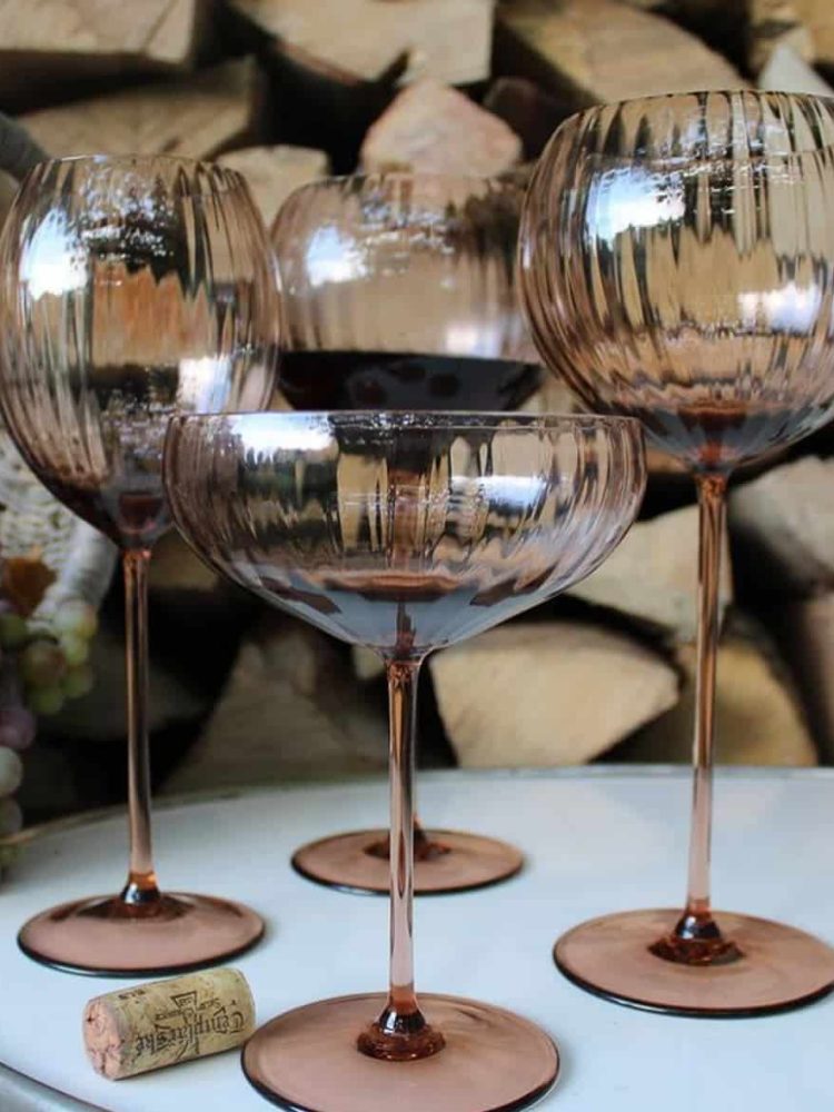 Anna von Lipa wine glass, white wine glass, wine glass, mouth blown wine glass, brown wine glass, Lyon wine glass.