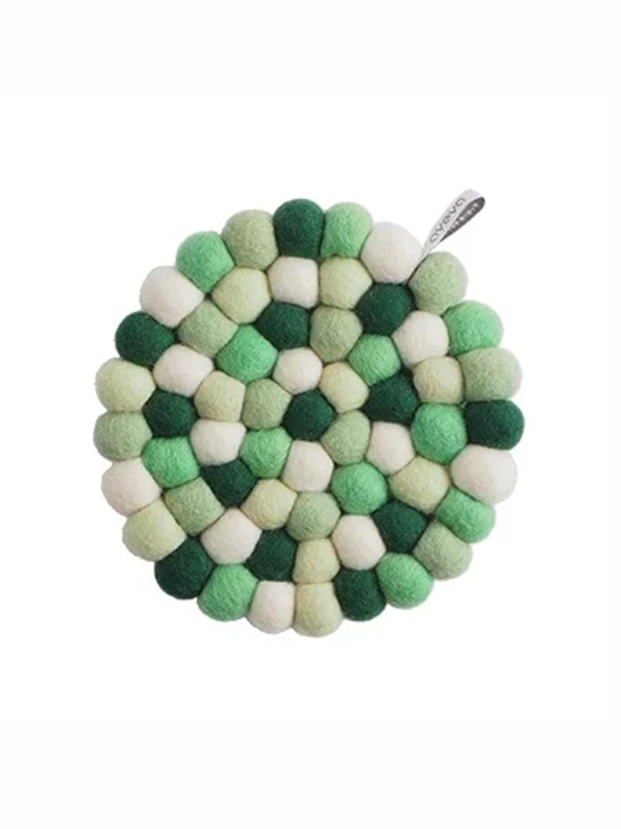 round tablecloth in green wool aveva