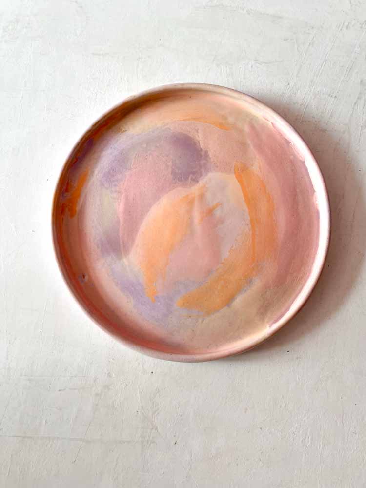 ceramic plate purple and pink