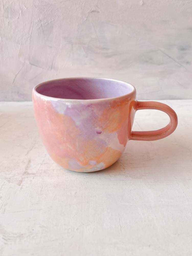 handmade cups with ceramic handles from clay by tina marie, remix by sofie,