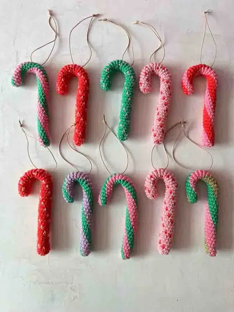 Christmas decorations - handmade crochet candy stick in cotton
