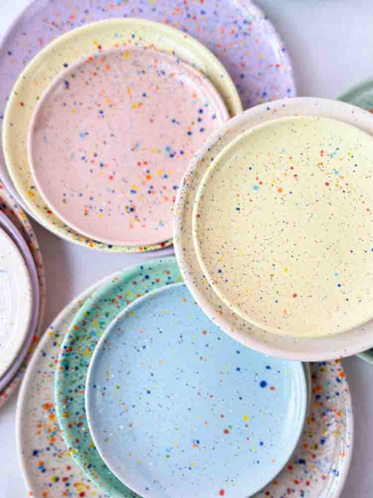 plate, egg back home,dinner plate, breakfast plate, residential interior, colorful home, tableware,pasteller, party collection, remix by sofie confetti series,