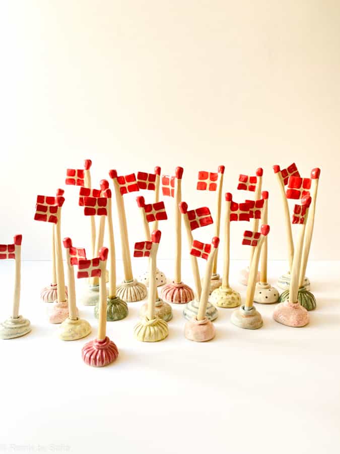 ceramic flags, clay flags, birthday flags, mia lindbirk flags, remix by Sofia