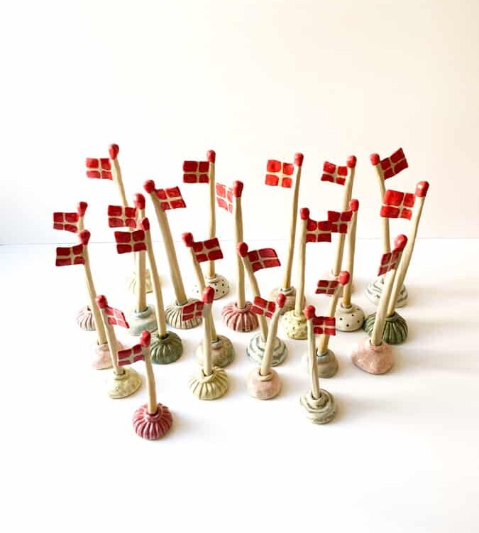 ceramic flags, clay flags, birthday flags, mia lindbirk flags, remix by Sofia