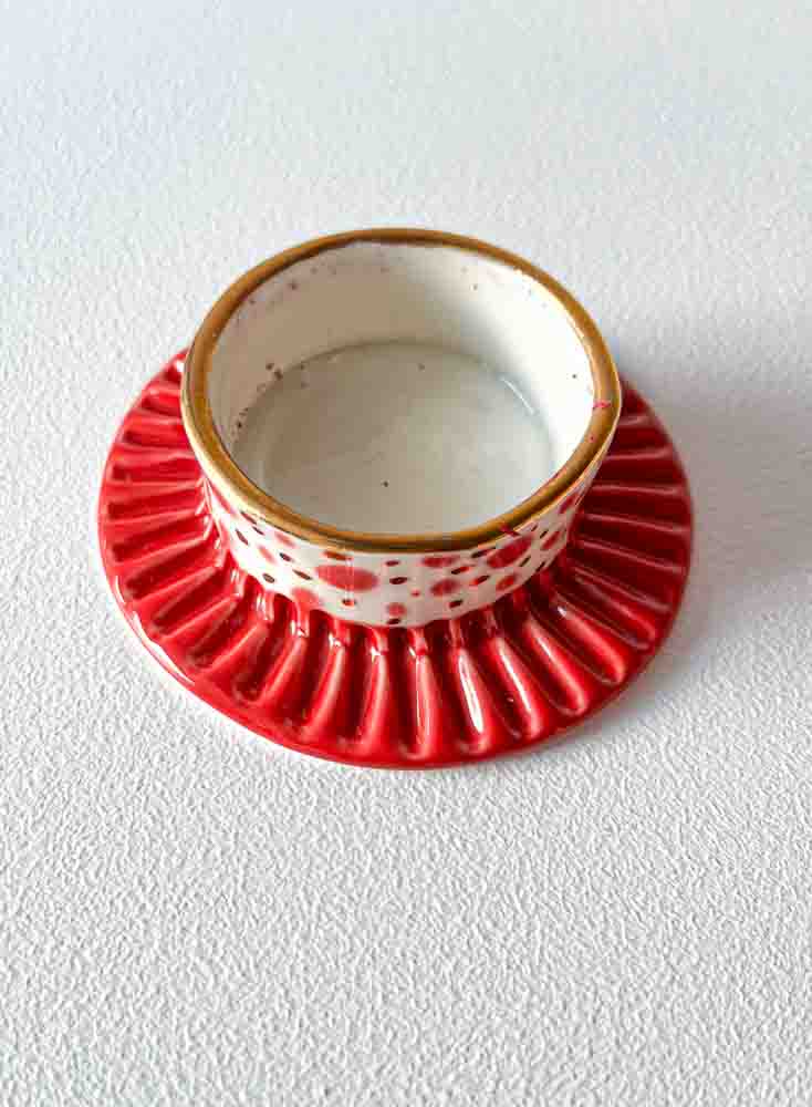 ceramic candlestick, candlestick with gold, gallery petz, porcelain candlestick