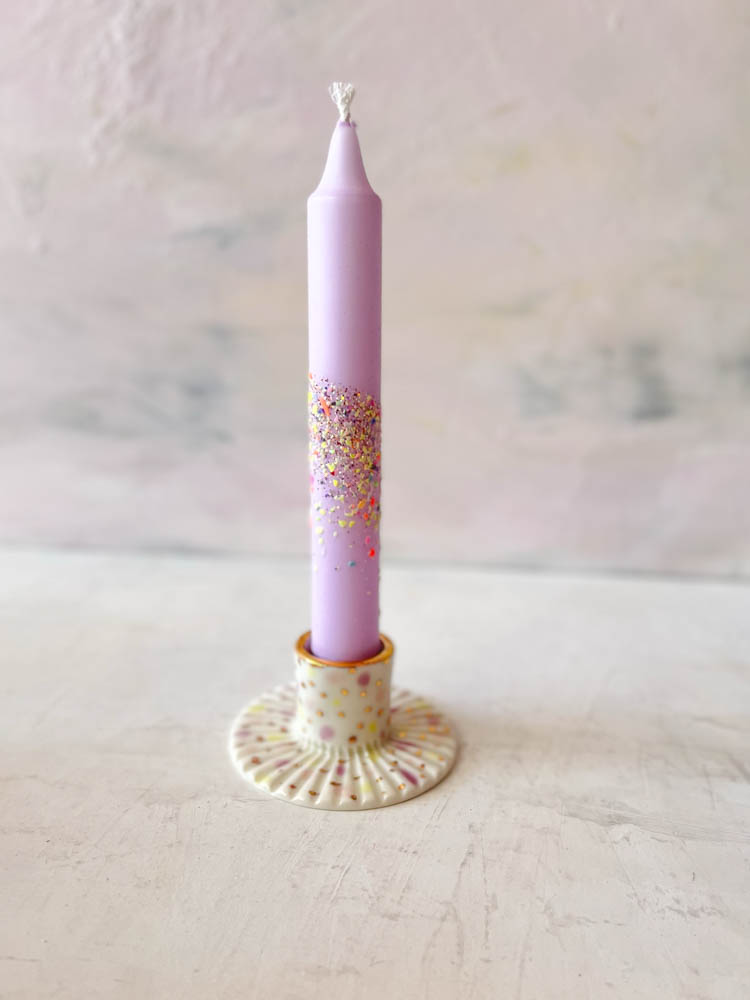 Candlestick gallery petz with gold dots and different colors, candlestick, candlestick in porcelain, remix by Sofia.