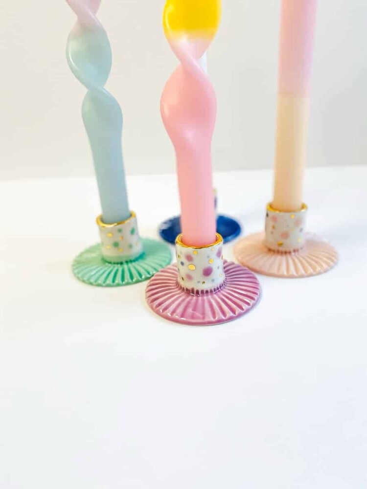 candlestick, candlestick with gold, gallery petz, porcelain candlestick