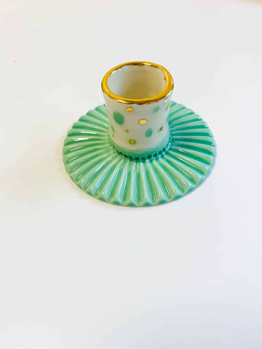 candlestick, candlestick with gold, gallery petz, porcelain candlestick