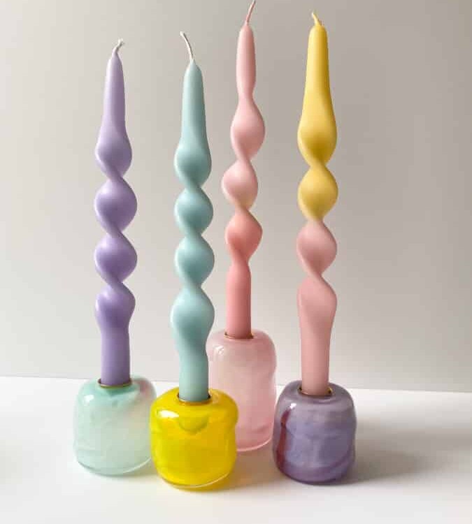 candlestick, tidal candlestick, candlesticks, mouth blown candlesticks. opal glass, opaline, glass blow candlestick, glass blow, mouth blown glass, mouth blown candlesticks, glass blow candlesticks, drill cover, candlesticks, round candlestick, pink candlestick, yellow candlestick, purple, Candlestick