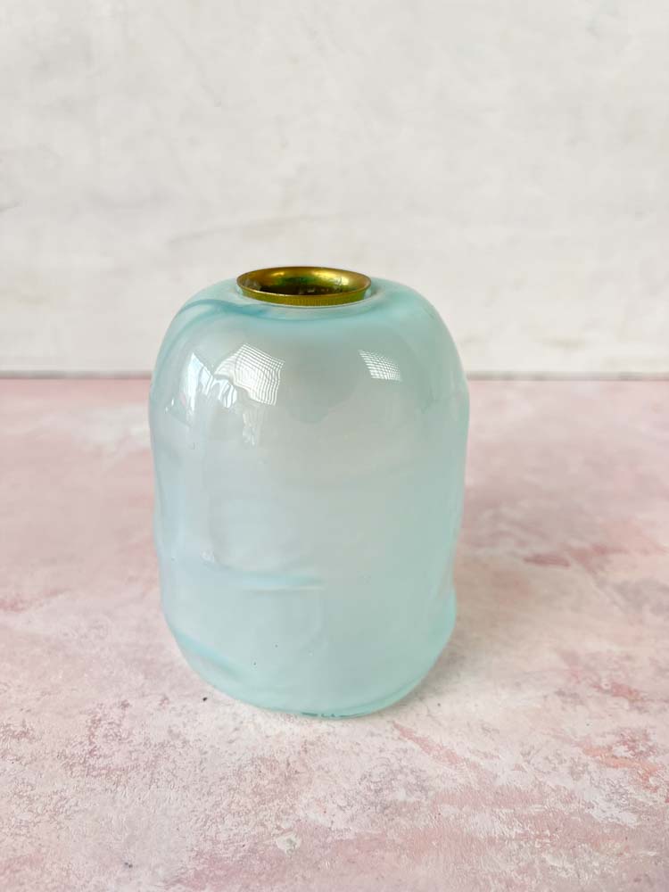 Tidal candlestick in glass of 8 cm - mint