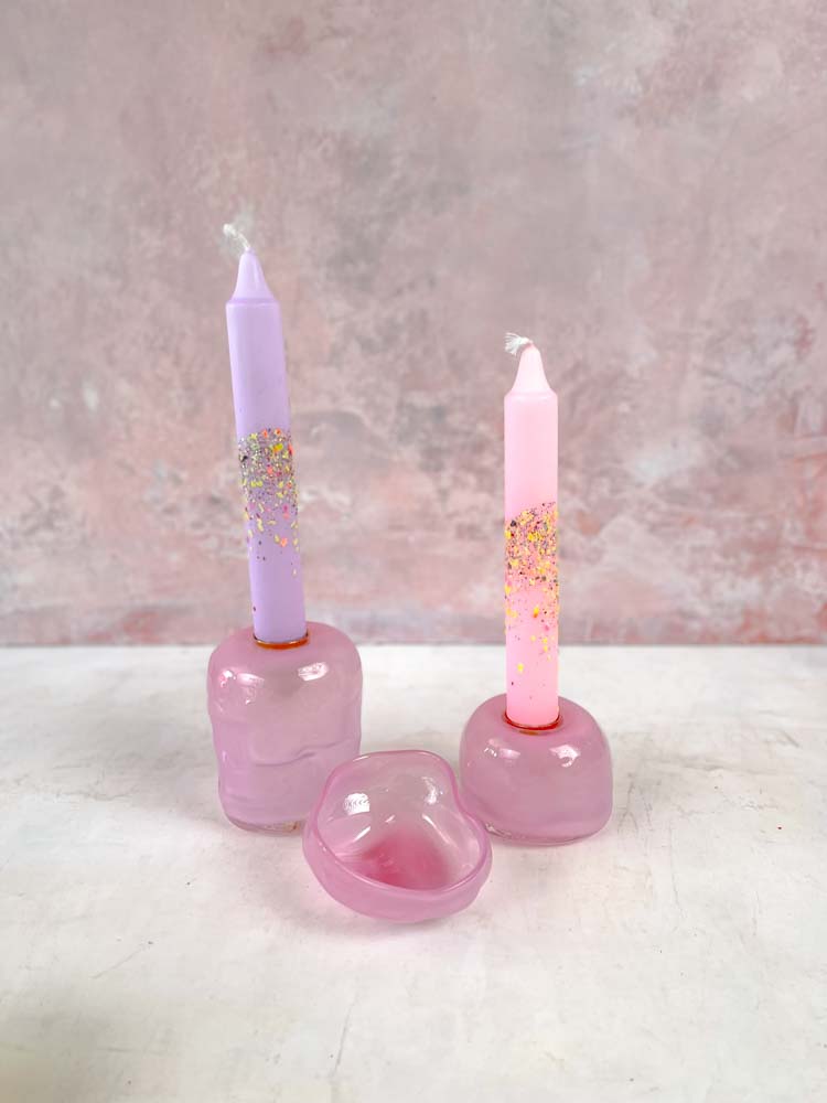 glass blow jewelry bowls, glass bowl for nips, remix by Sofia, candlesticks, tidal candlesticks, mouth blown glass.