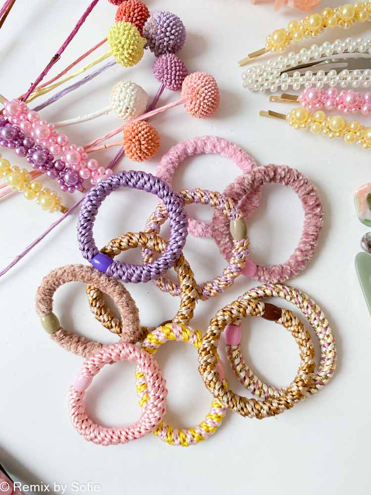 remix by sofie, bow's by starlings, elastic bands, braided hairties, elastic bands, hair ornaments, hair elastic bands, hair elastic bands,