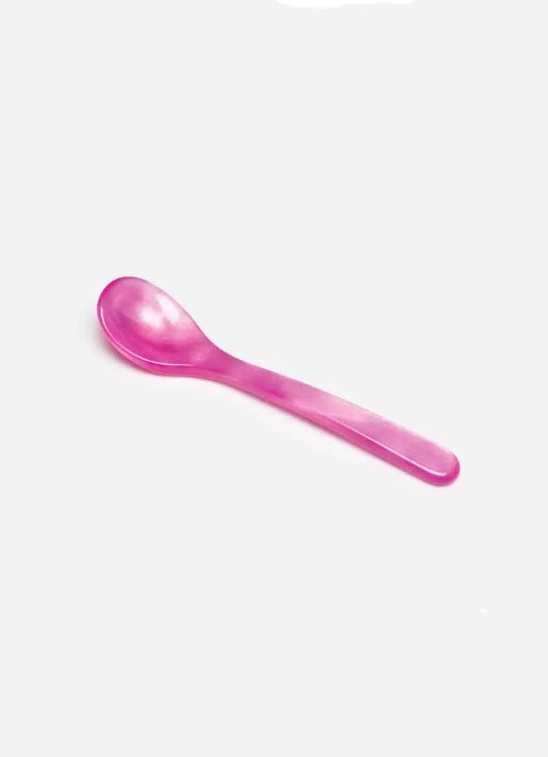 salty, hem söhne, g.f hem søhne, G. F home Schöne, spoonful of pink, plastic, egg spoon, breakfast table, table setting,
