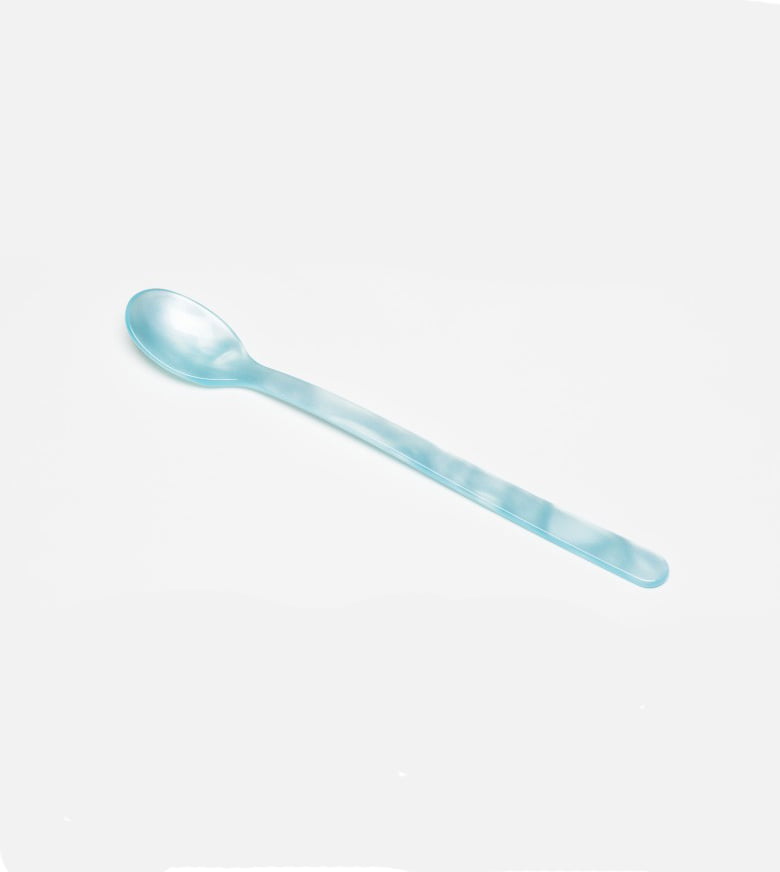 remix by sofie, spoon, long drink spoon, long drink, cutlery, acrylic glass, latte spoon, cafe latte, blue spoon, home sohne.