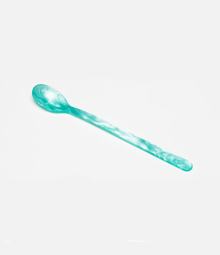 remix by Sofia, spoon, long drink spoon, long drink, cutlery, acrylic glass, latte spoon, cafe latte, turquoise, turquoise spoon, home sohne.
