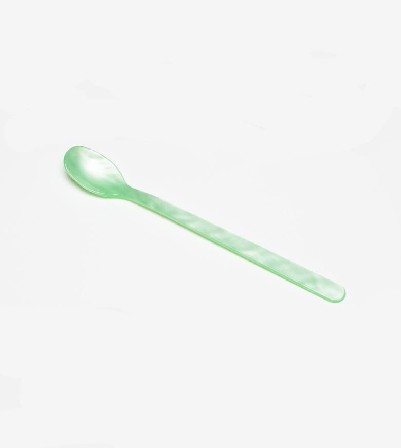 remix by Sophie, spoon, long drink spoon, long drink, cutlery, acrylic glass, latte spoon, cafe latte, green spoon, home söhne.