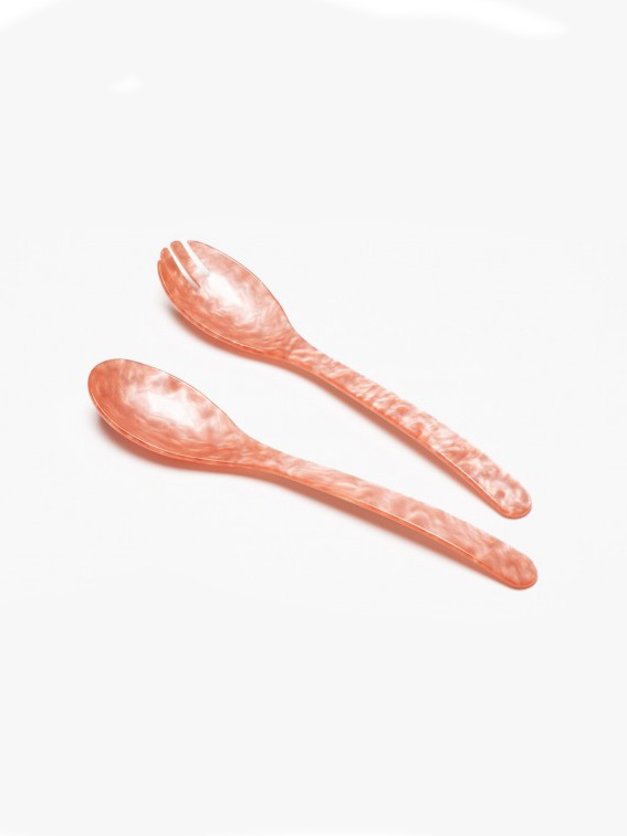 remix by sofie, salad cutlery, colored salad cutlery, colored cutlery, retro cutlery in apricot.