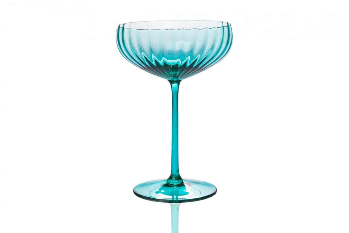 lyon champagne bowl in turquoise, remix by Sofia, Anna von Lipa, champagne bowl, champagne glass, party glass.