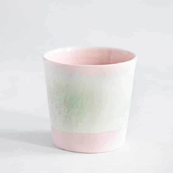 lena pedersen, remix by sofie, coffee cup, ceramics, crystal glaze, ceramic cup, pastel colors, pastel cup,
