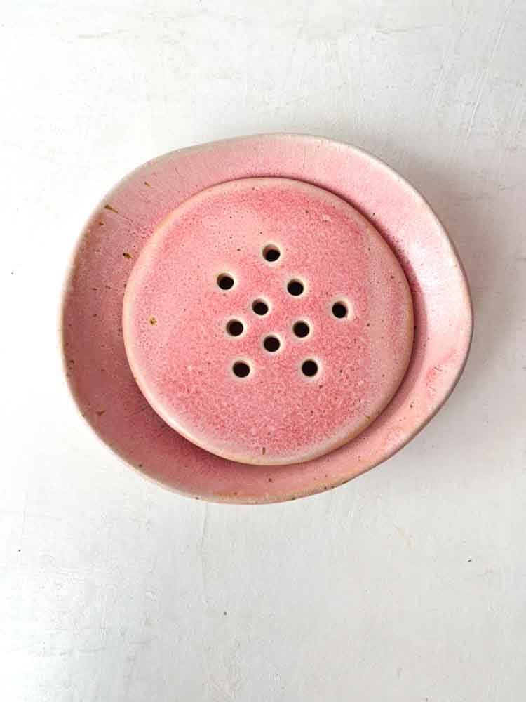 ceramic soap dish in red from mia lime birch