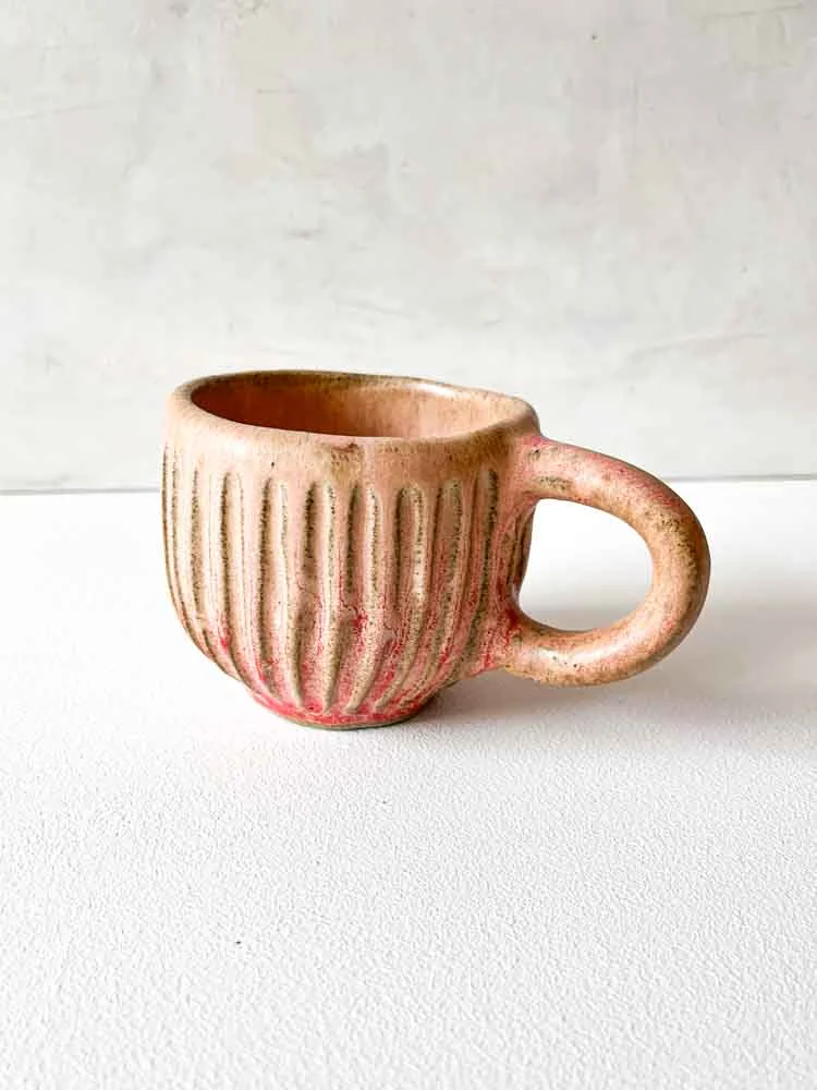 Nice cup with wide grooves, light yellow, ceramic cup, ceramic cups, yellow cup, remix by Sophie, mia lime birch.