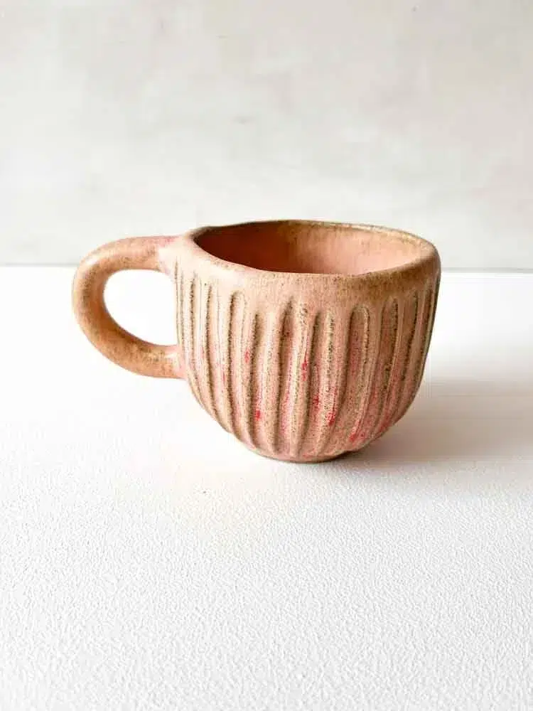 Nice cup with wide grooves, light yellow, ceramic cup, ceramic cups, yellow cup, remix by Sophie, mia lime birch.