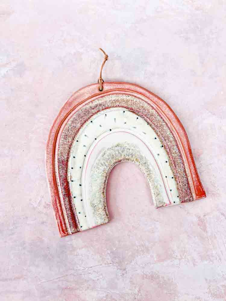 mia lindbirk ceramics, rainbow in ceramics, rainbow to hang