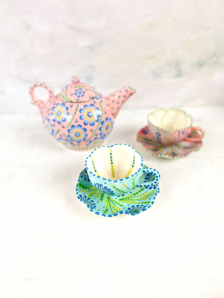 ceramic cup with saucer pots work