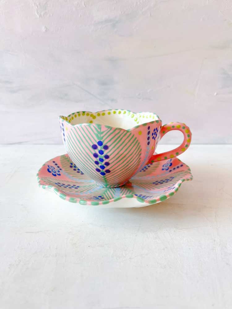 potterswork mahaba series, love series, drill cover, plates, bowls, small bowls, hand painted, pink, light yellow, potters work, remix by sofie, ceramics