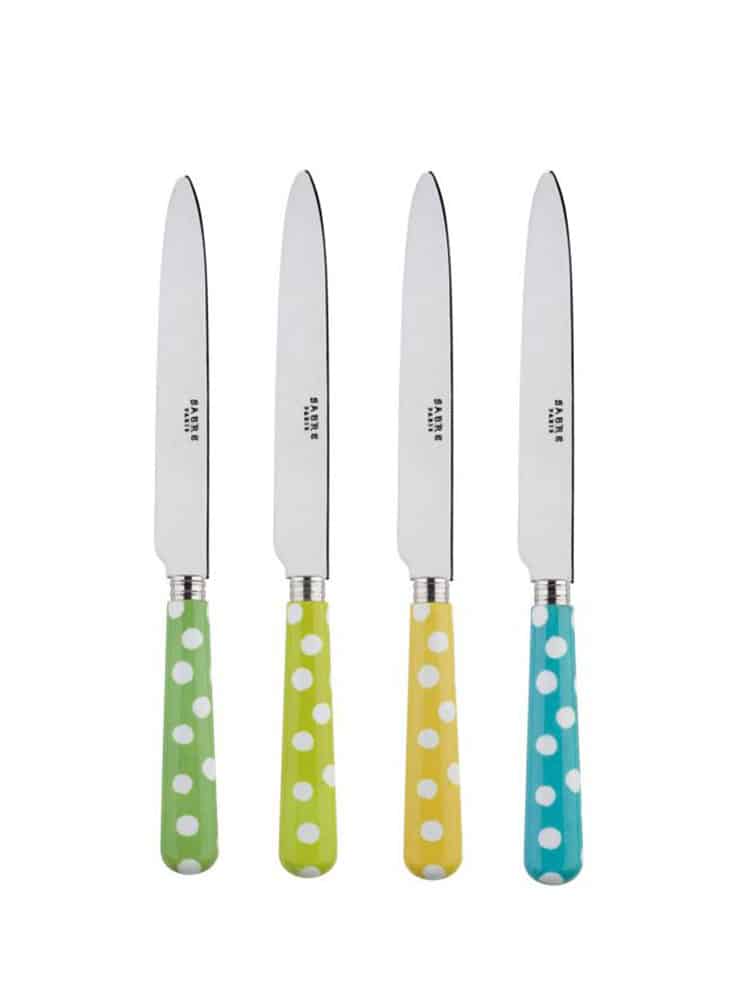 remix by sofie, sabre, sabre paris, knife, colored cutlery, pop, pop cutlery, French cutlery, French design, dotted cutlery.