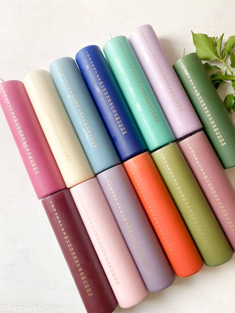 two-color calendar light, two-color calendar light, Christmas lights, colored lights, parrafine lights, steroidine lights, handmade lights, soot-free lights, calendar light, colored calendar light, date light, Christmas decorations, pastel lights, calendar light in pastel colors, remix by sofie