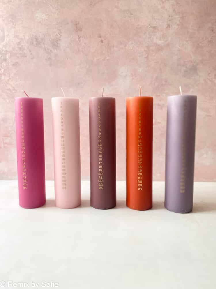 two-color calendar light, two-color calendar light, Christmas lights, colored lights, parrafine lights, steroidine lights, handmade lights, soot-free lights, calendar light, colored calendar light, date light, Christmas decorations, pastel lights, calendar light in pastel colors, remix by sofie