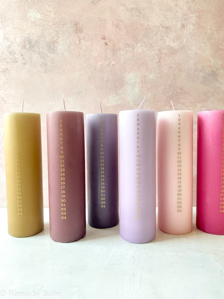 two-color calendar light, two-color calendar light, Christmas lights, colored lights, parrafine lights, steroidine lights, handmade lights, soot-free lights, calendar light, colored calendar light, date light, Christmas decorations, pastel lights, calendar light in pastel colors, remix by sofie